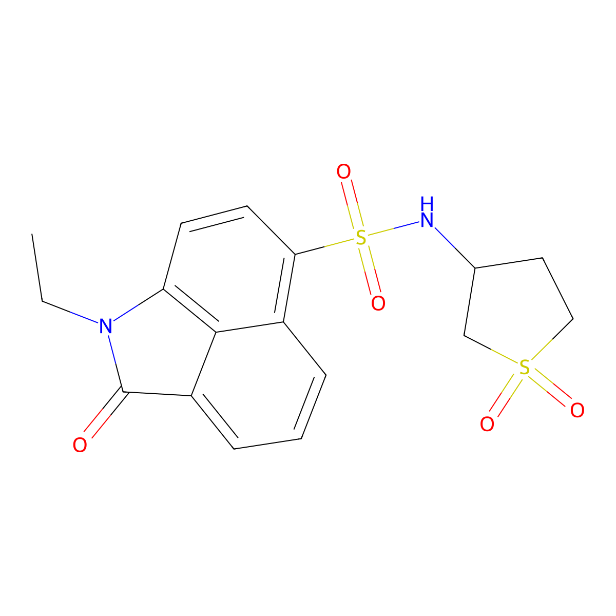 N-(1,1-dioxidotetrahydrothiophen-3-yl)-1-ethyl-2-oxo-1,2-dihydrobenzo[cd]indole-6-sulfonamide molecular structure, CAS 438479-40-4