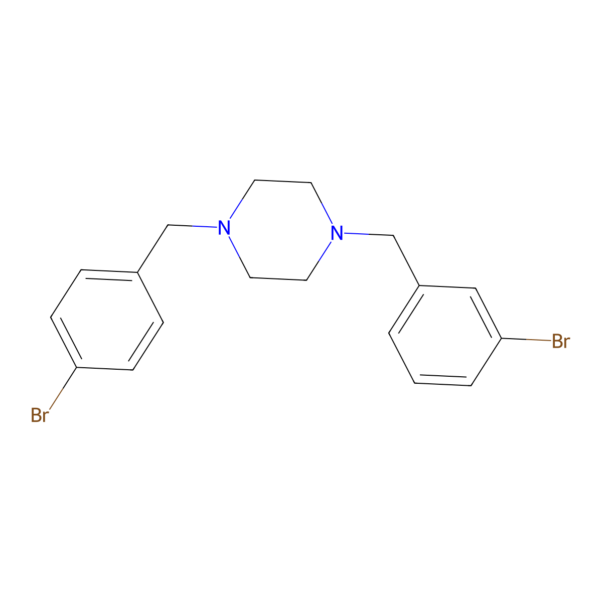 1-[(3-Bromophenyl)methyl]-4-[(4-bromophenyl)methyl]piperazine molecular structure, CAS 438479-67-5