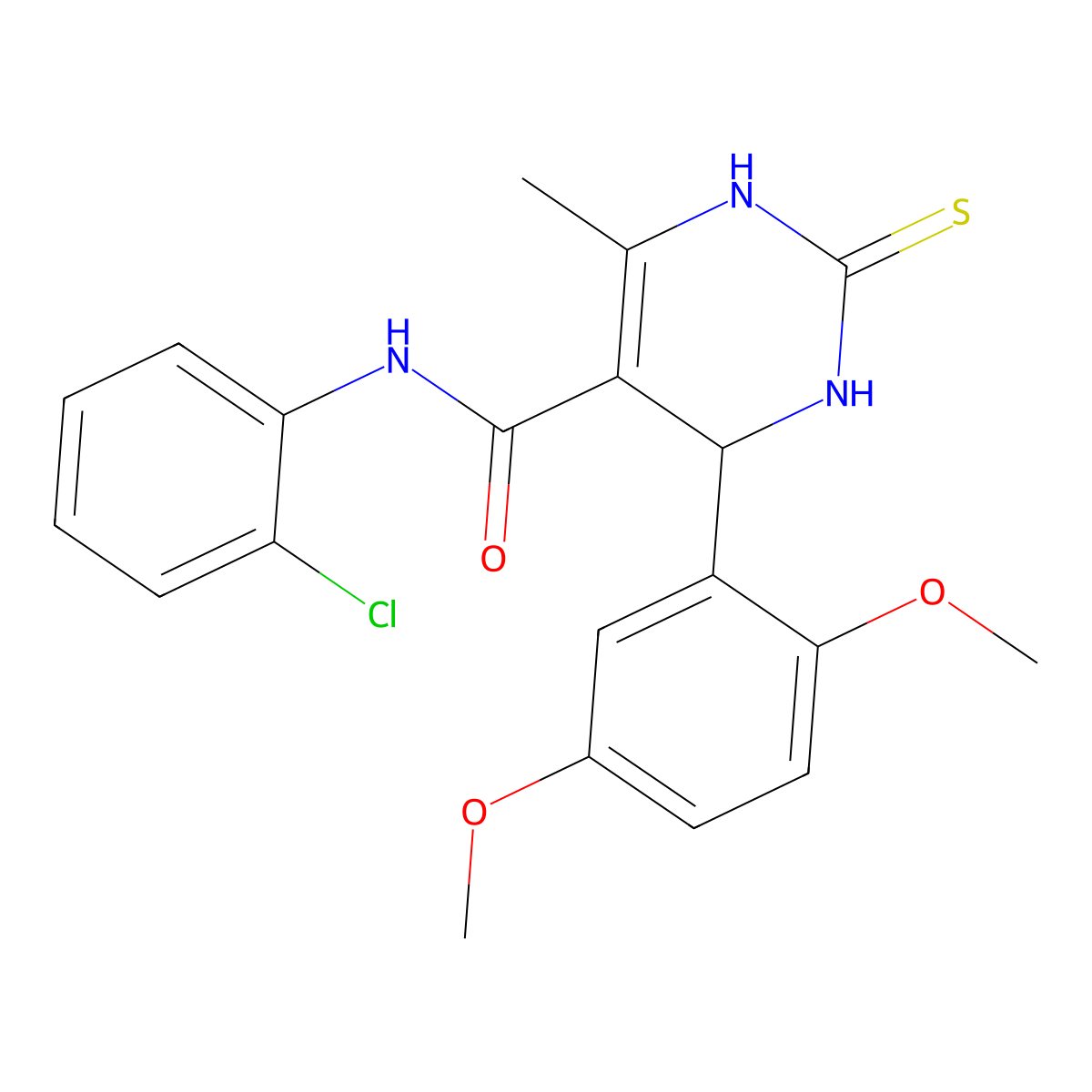 N-(2-chlorophenyl)-4-(2,5-dimethoxyphenyl)-6-methyl-2-sulfanylidene-3,4-dihydro-1H-pyrimidine-5-carboxamide molecular structure, CAS 438479-91-5