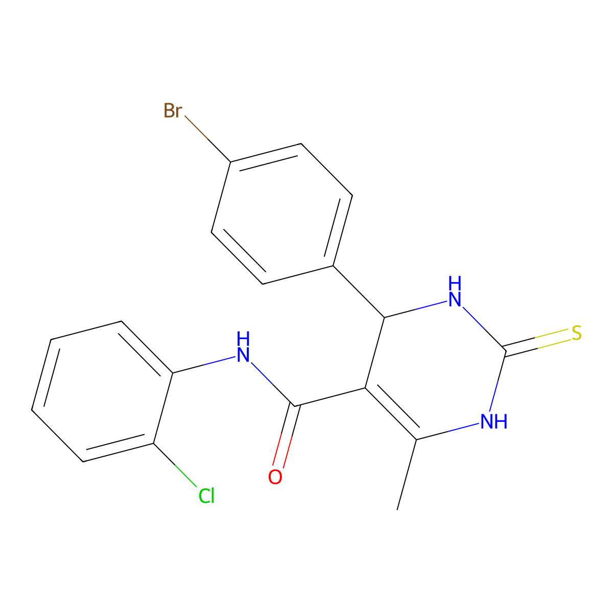 4-(4-bromophenyl)-N-(2-chlorophenyl)-6-methyl-2-thioxo-1,2,3,4-tetrahydropyrimidine-5-carboxamide molecular structure, CAS 438480-31-0