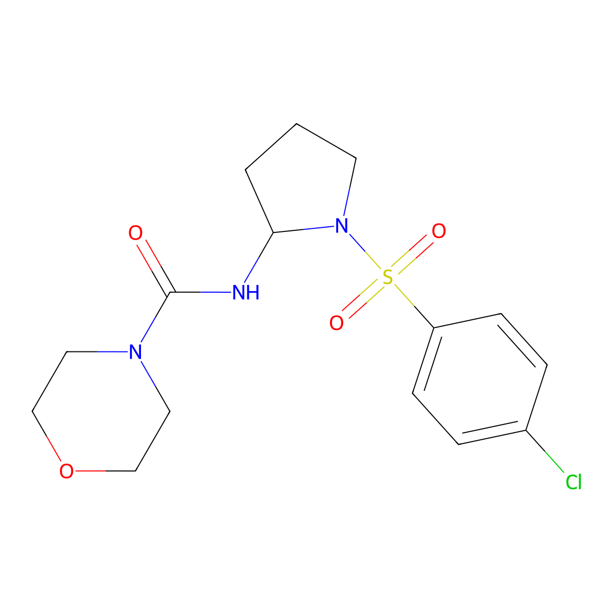 N-[1-(4-chlorophenyl)sulfonylpyrrolidin-2-yl]morpholine-4-carboxamide molecular structure, CAS 438481-06-2