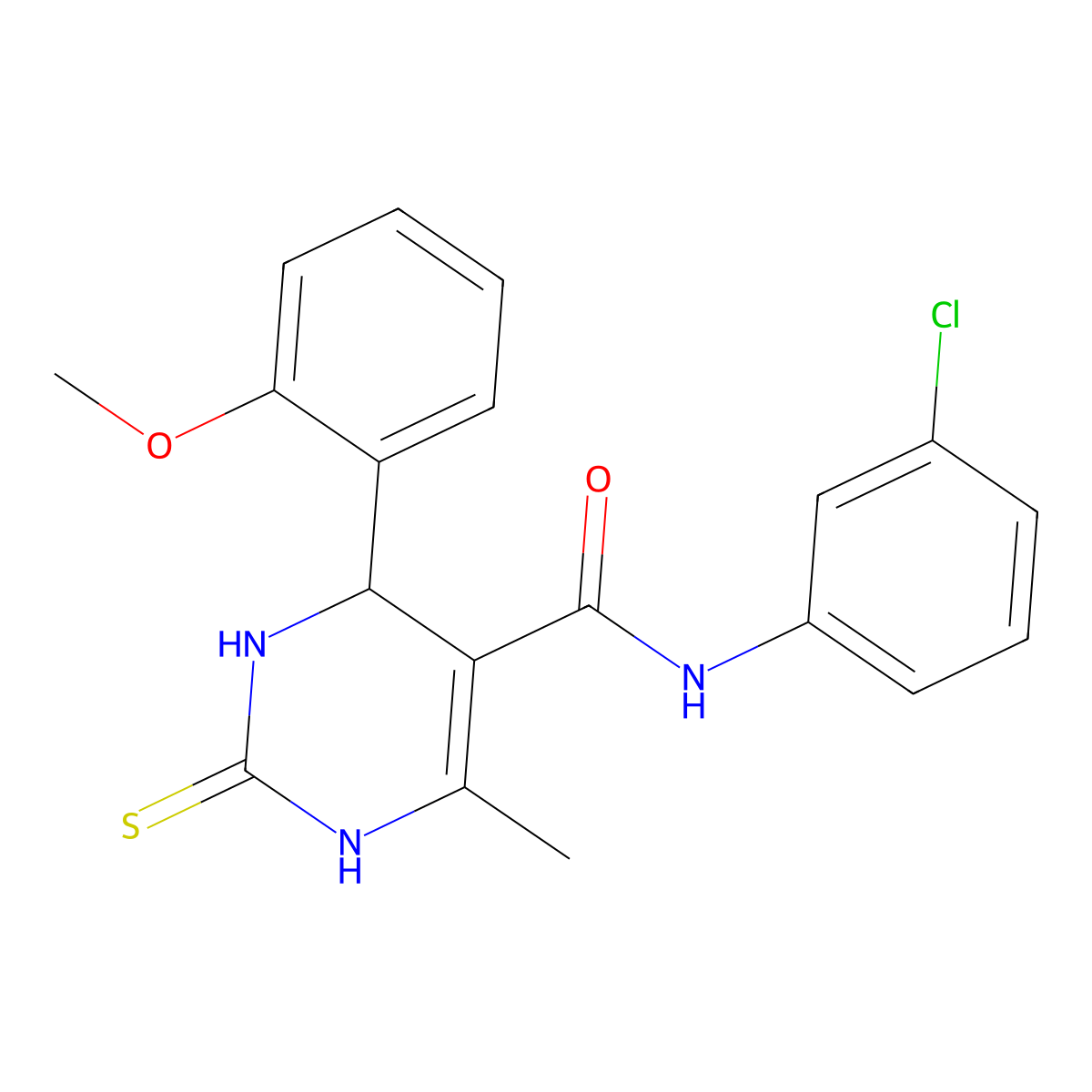 N-(3-chlorophenyl)-4-(2-methoxyphenyl)-6-methyl-2-thioxo-1,2,3,4-tetrahydropyrimidine-5-carboxamide molecular structure, CAS 438481-39-1