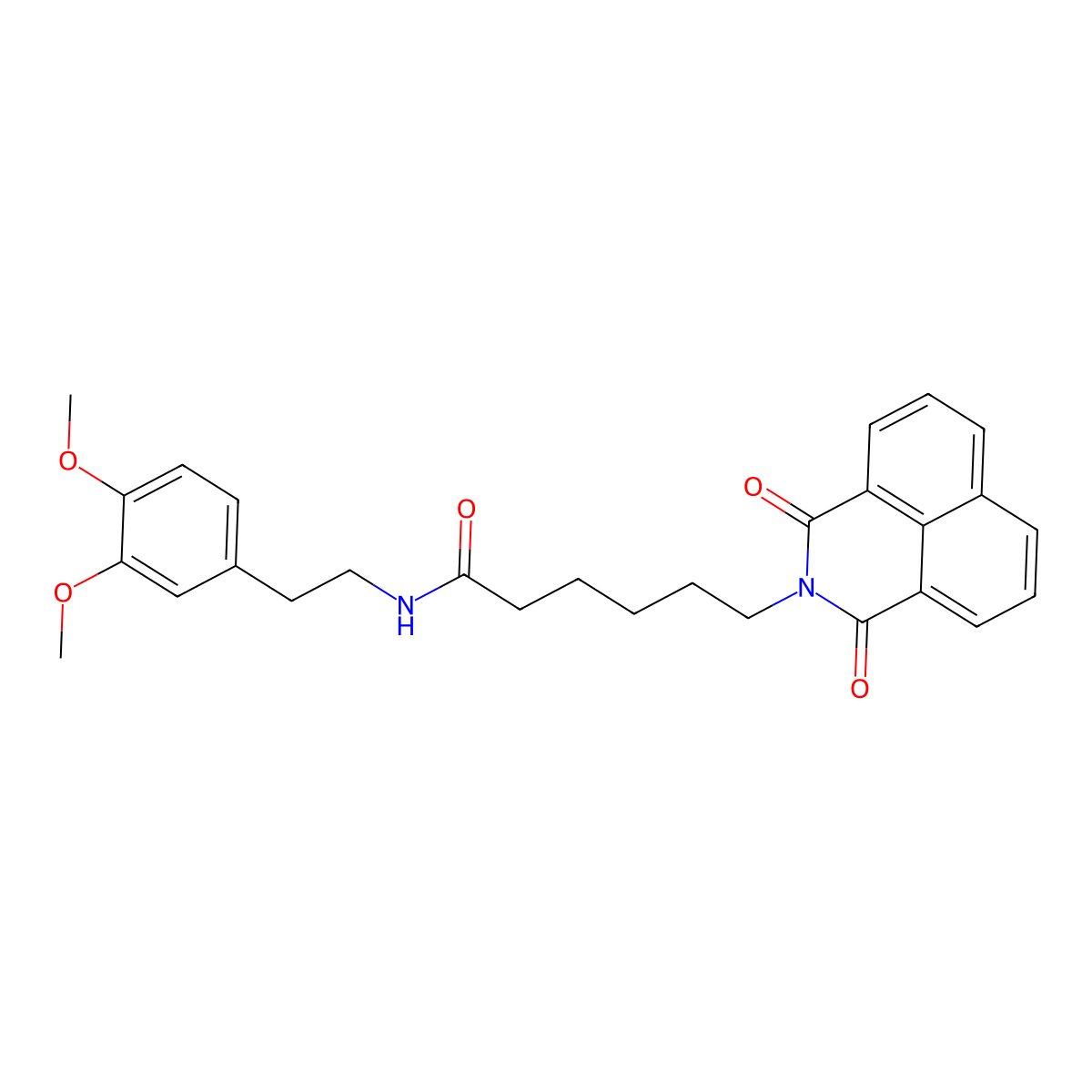 N-[2-(3,4-dimethoxyphenyl)ethyl]-6-(1,3-dioxobenzo[de]isoquinolin-2-yl)hexanamide molecular structure, CAS 438481-54-0