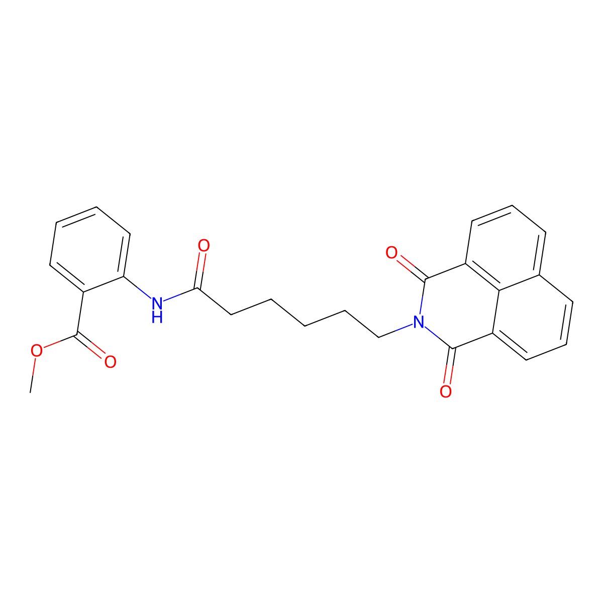 methyl 2-(6-(1,3-dioxo-1H-benzo[de]isoquinolin-2(3H)-yl)hexanamido)benzoate molecular structure, CAS 438481-62-0