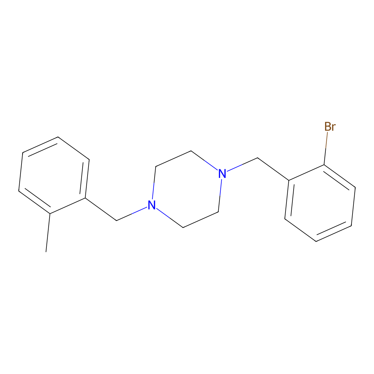1-[(2-Bromophenyl)methyl]-4-[(2-methylphenyl)methyl]piperazine molecular structure, CAS 438481-63-1