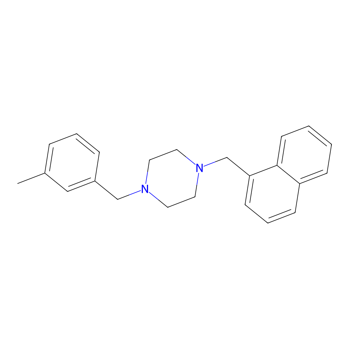 1-[(3-Methylphenyl)methyl]-4-(naphthalen-1-ylmethyl)piperazine molecular structure, CAS 438482-19-0