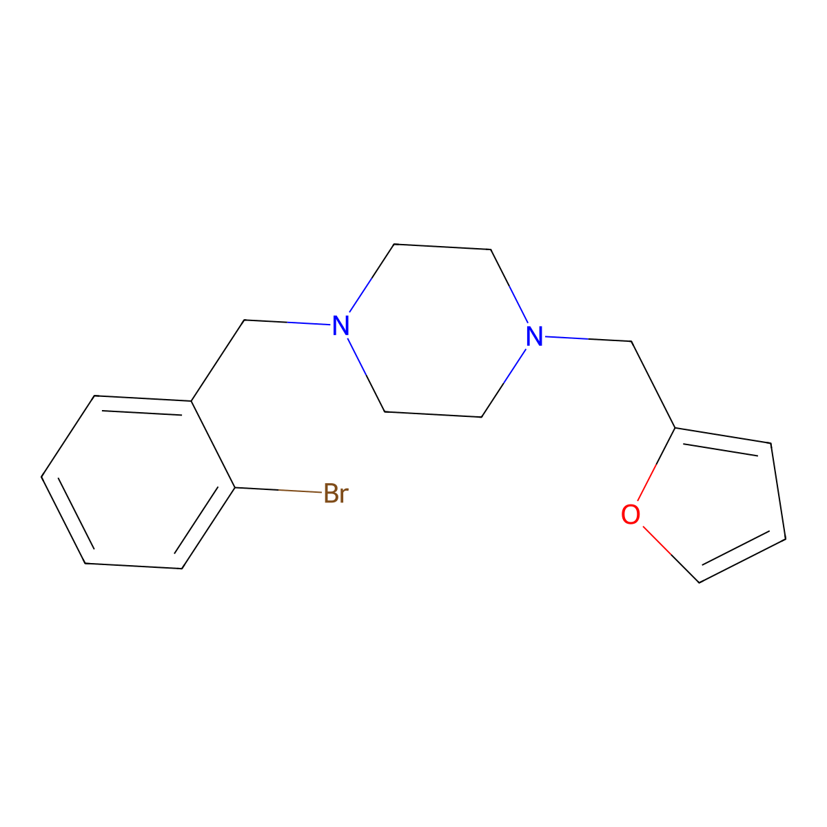 1-(2-Bromobenzyl)-4-(2-furylmethyl)piperazine molecular structure, CAS 438482-42-9