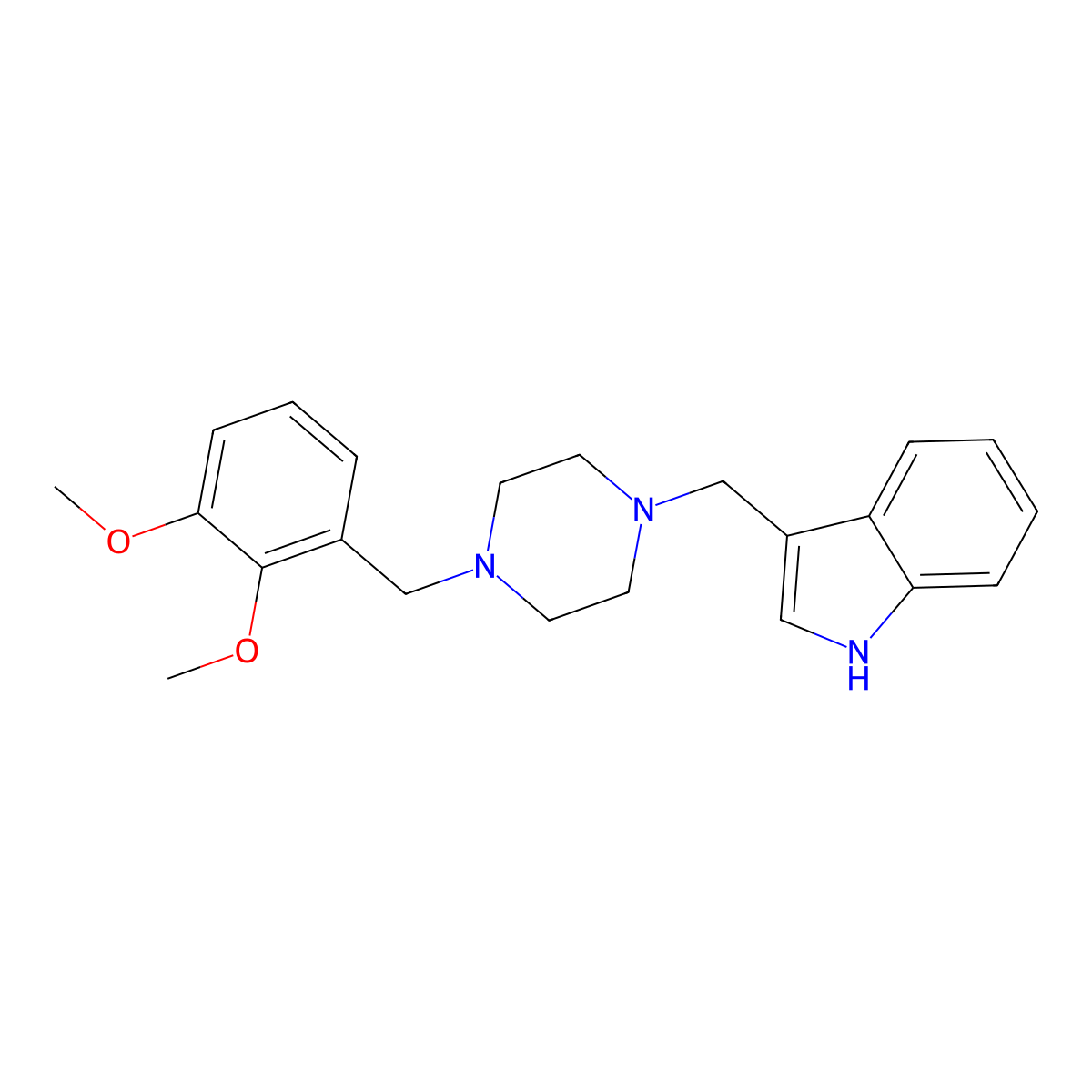 3-[[4-[(2,3-dimethoxyphenyl)methyl]piperazin-1-yl]methyl]-1H-indole molecular structure, CAS 438482-96-3