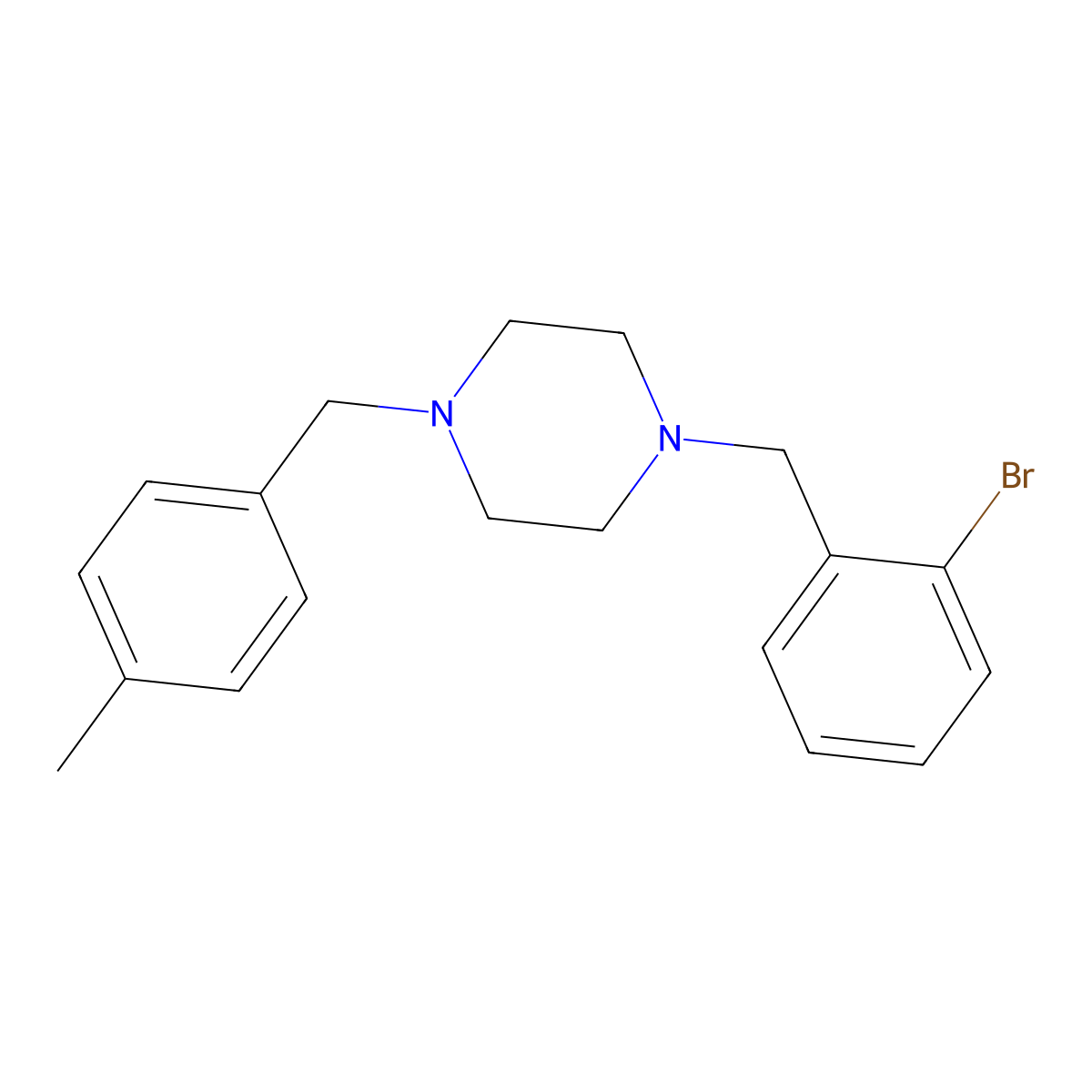 1-[(2-Bromophenyl)methyl]-4-[(4-methylphenyl)methyl]piperazine molecular structure, CAS 438483-27-3