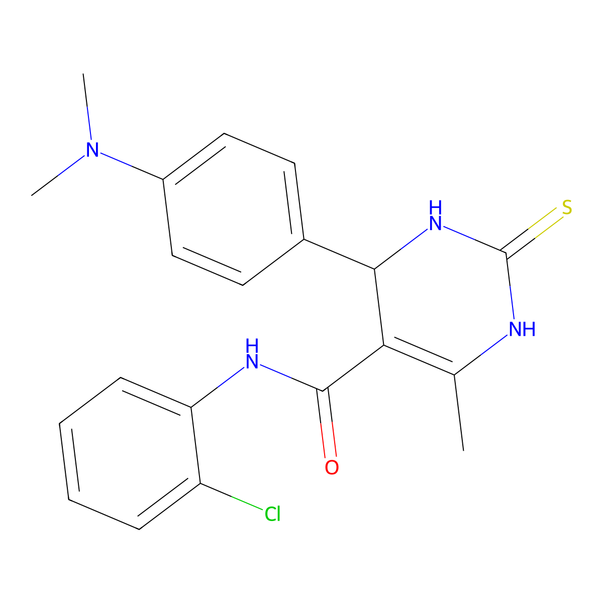 N-(2-chlorophenyl)-4-(4-(dimethylamino)phenyl)-6-methyl-2-thioxo-1,2,3,4-tetrahydropyrimidine-5-carboxamide molecular structure, CAS 438484-12-9