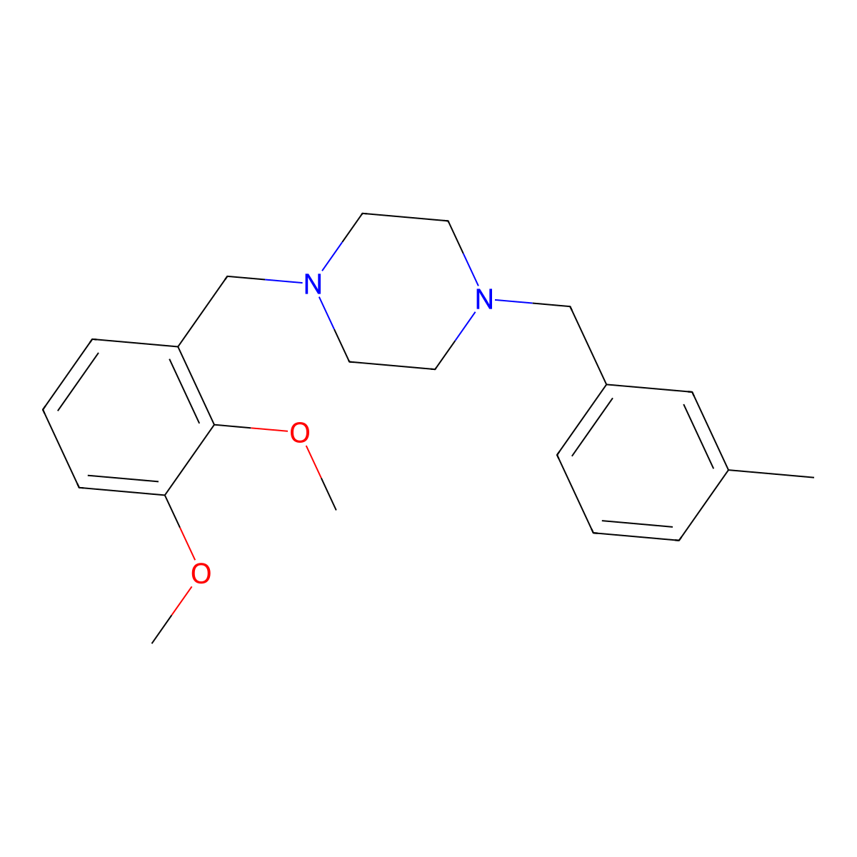 1-[(2,3-Dimethoxyphenyl)methyl]-4-[(3-methylphenyl)methyl]piperazine molecular structure, CAS 438484-21-0