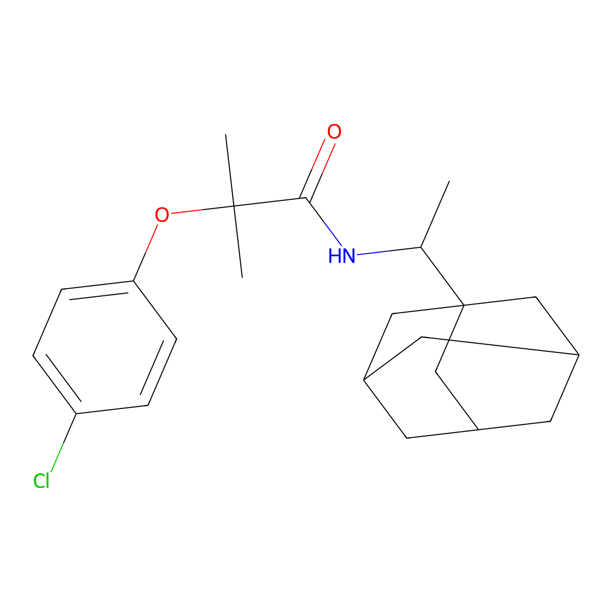 N-[1-(1-adamantyl)ethyl]-2-(4-chlorophenoxy)-2-methylpropanamide molecular structure, CAS 438484-22-1