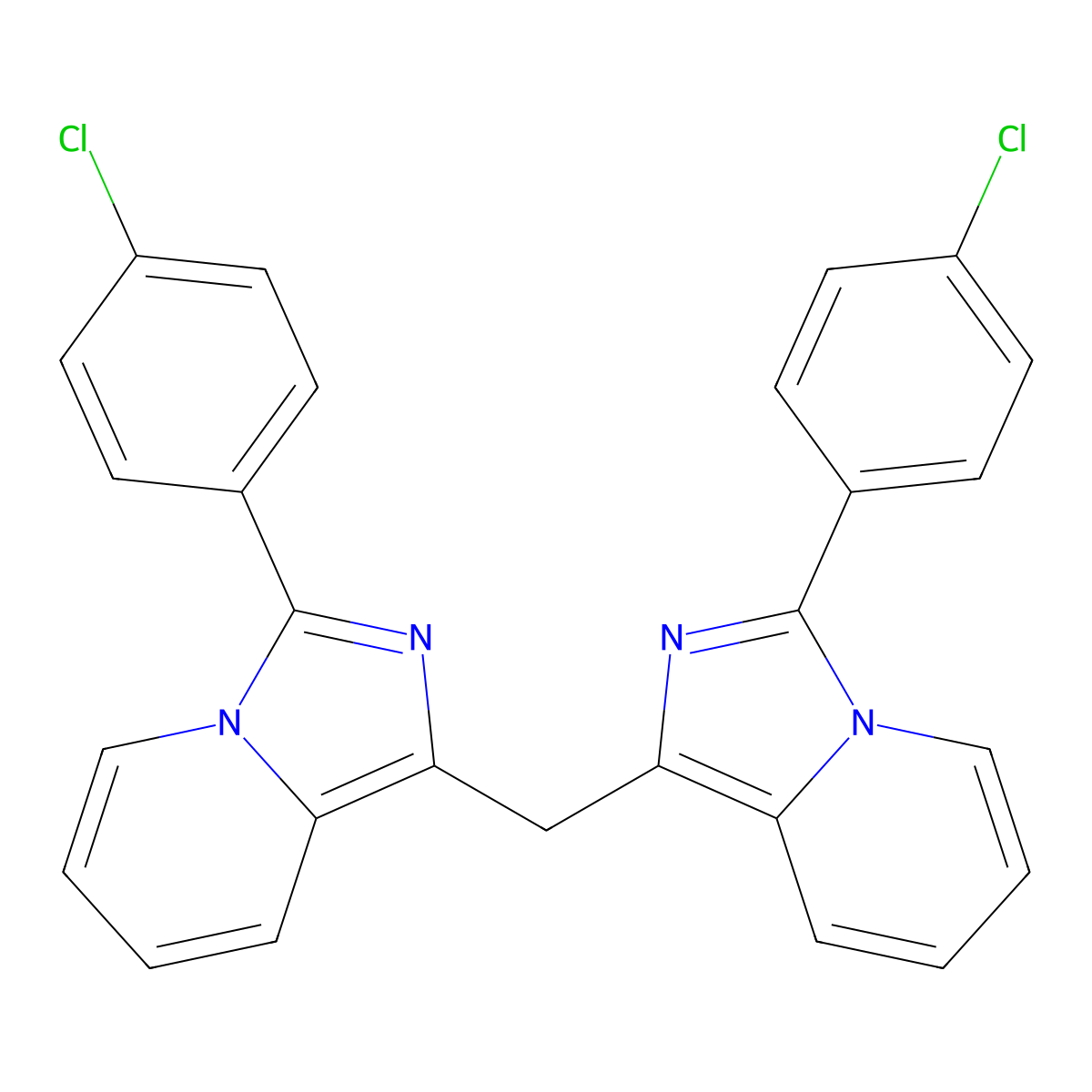 3-(4-Chlorophenyl)-1-{[3-(4-chlorophenyl)imidazo[1,5-a]pyridin-1-yl]methyl}imidazo[1,5-a]pyridine molecular structure, CAS 438484-54-9