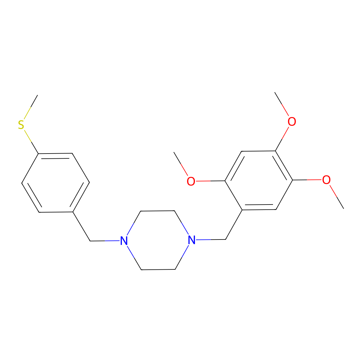 1-[4-(Methylsulfanyl)benzyl]-4-(2,4,5-trimethoxybenzyl)piperazine molecular structure, CAS 438484-74-3