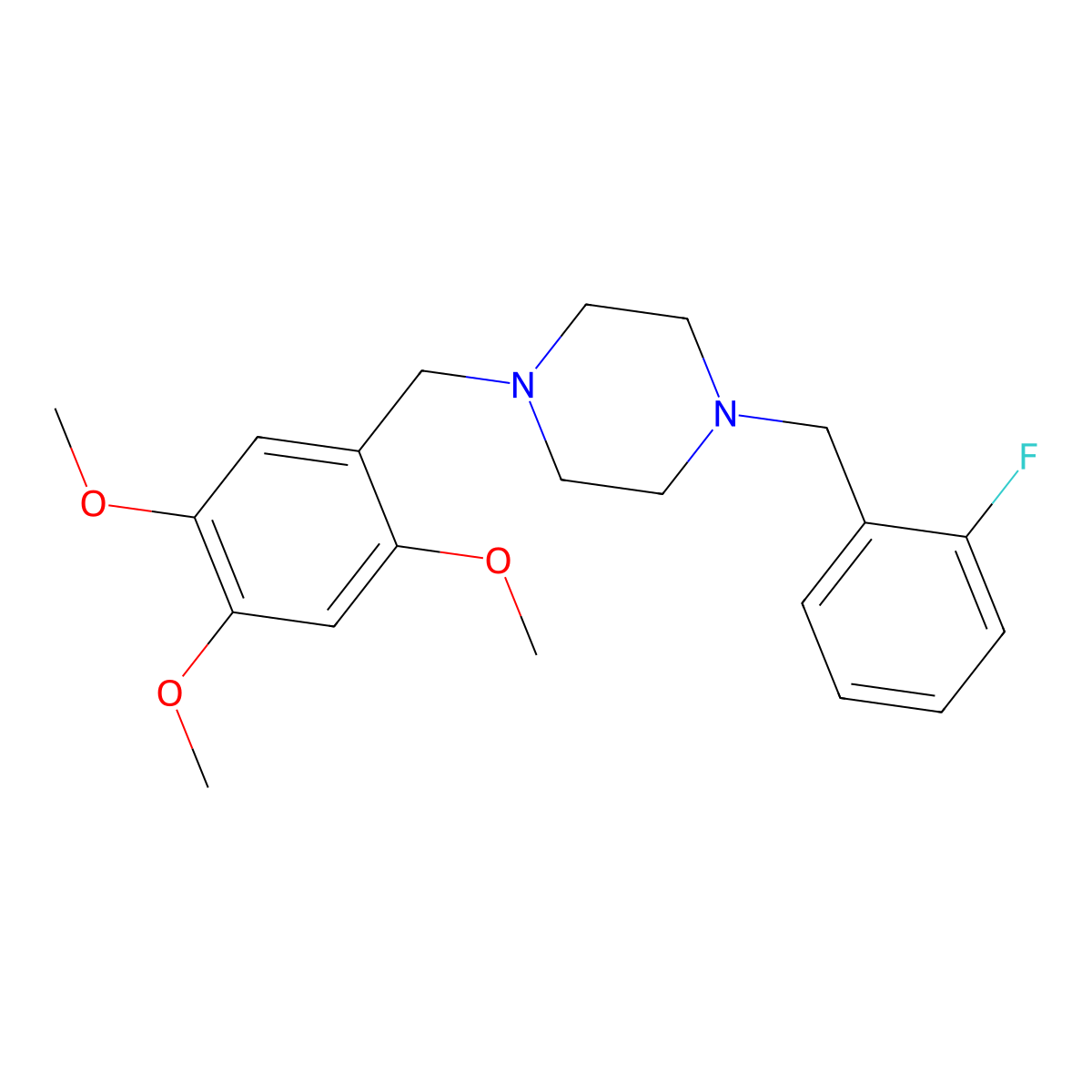 1-[(2-Fluorophenyl)methyl]-4-[(2,4,5-trimethoxyphenyl)methyl]piperazine molecular structure, CAS 438484-77-6