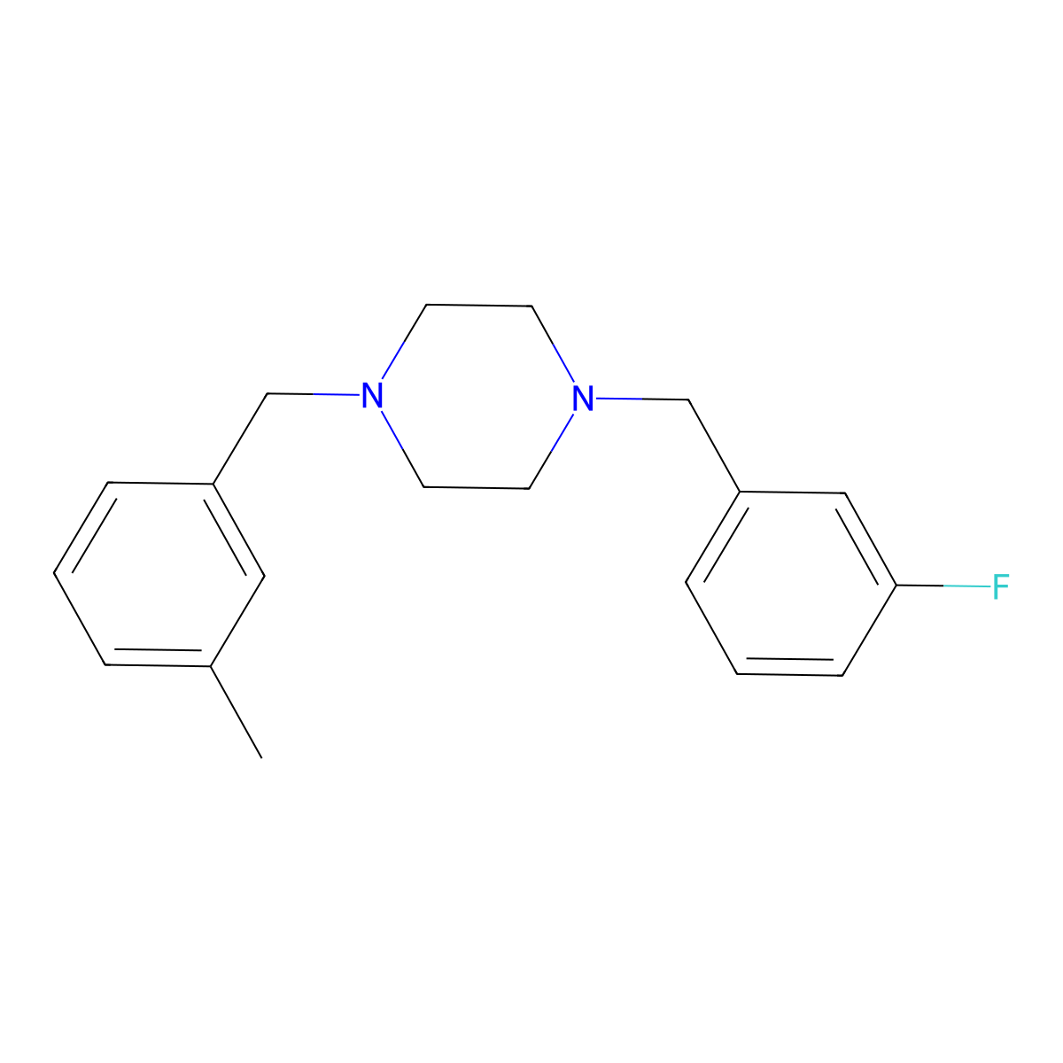 1-(3-Fluorobenzyl)-4-(3-methylbenzyl)piperazine molecular structure, CAS 438485-01-9