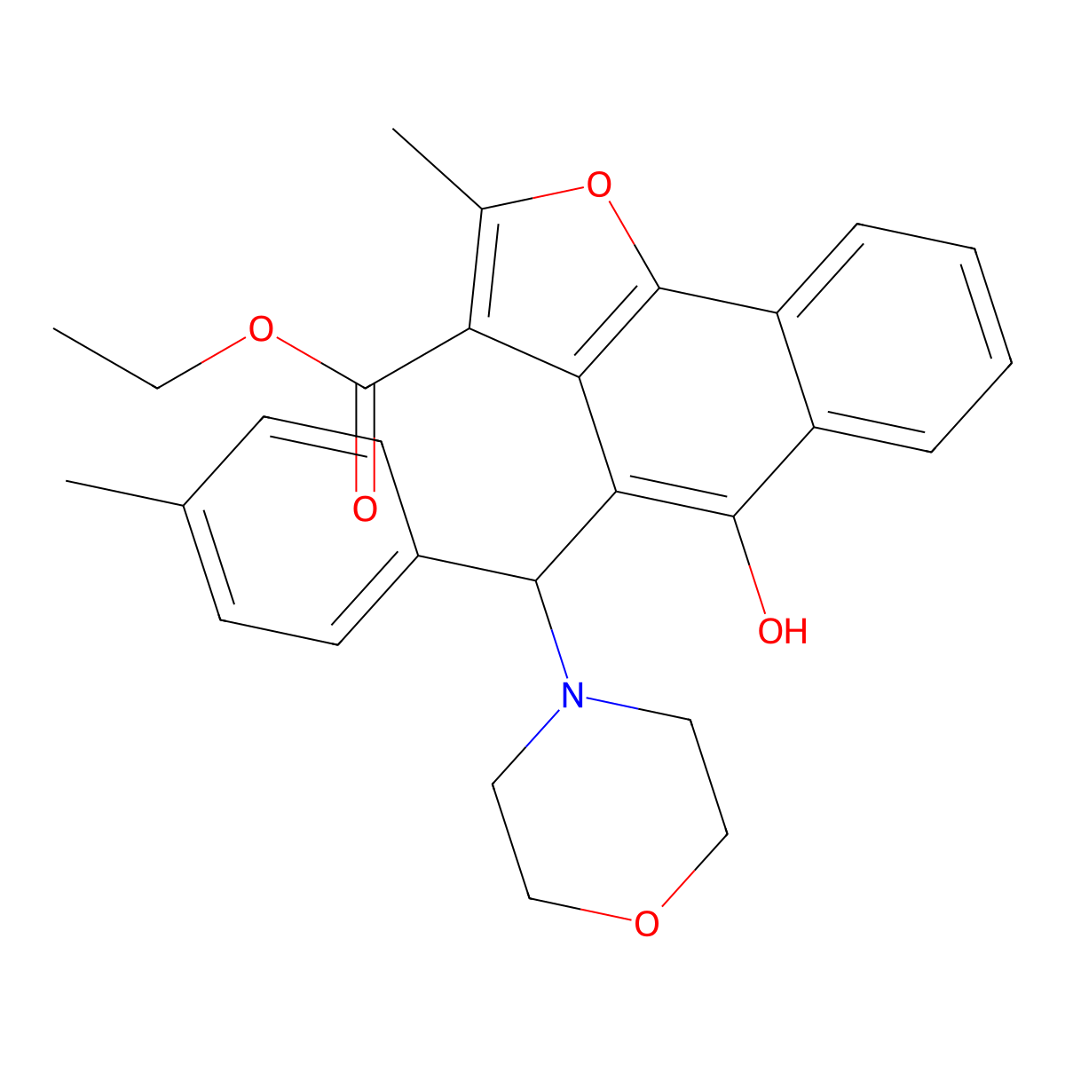 Ethyl 5-hydroxy-2-methyl-4-[(4-methylphenyl)(morpholin-4-yl)methyl]naphtho[1,2-b]furan-3-carboxylate molecular structure, CAS 438485-17-7