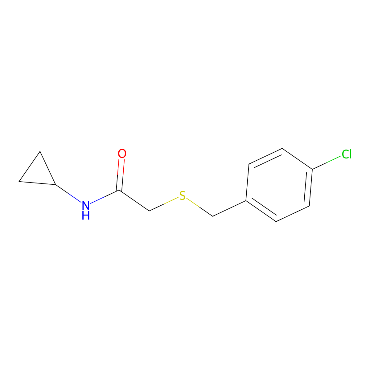 2-((4-Chlorobenzyl)thio)-N-cyclopropylacetamide molecular structure, CAS 438485-40-6