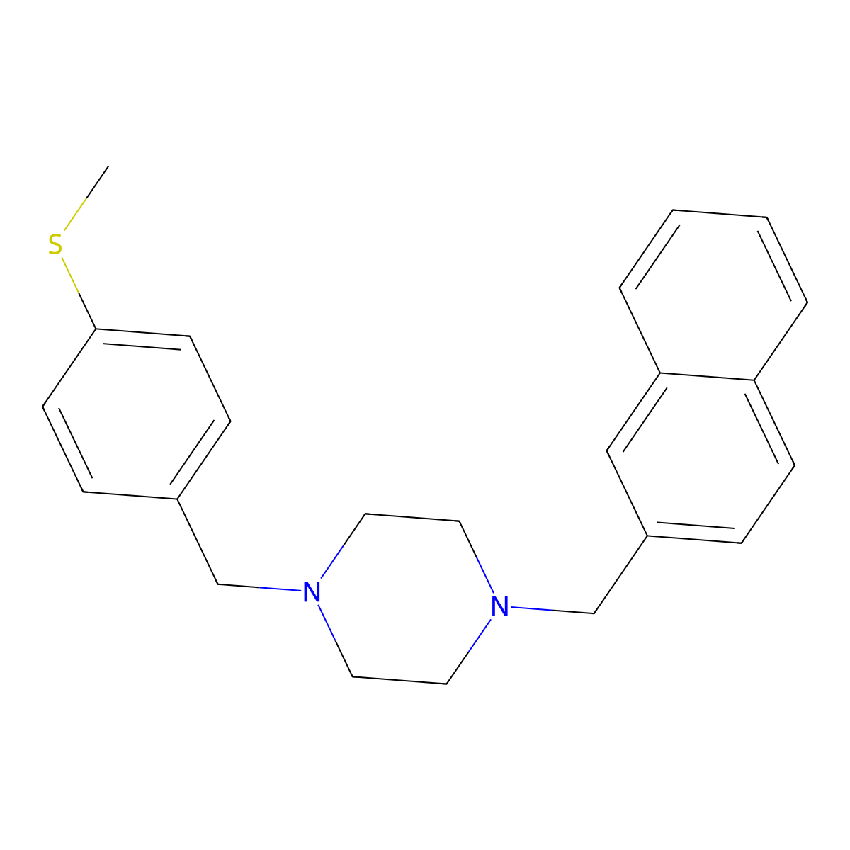 1-[(4-Methylsulfanylphenyl)methyl]-4-(naphthalen-2-ylmethyl)piperazine molecular structure, CAS 438485-64-4