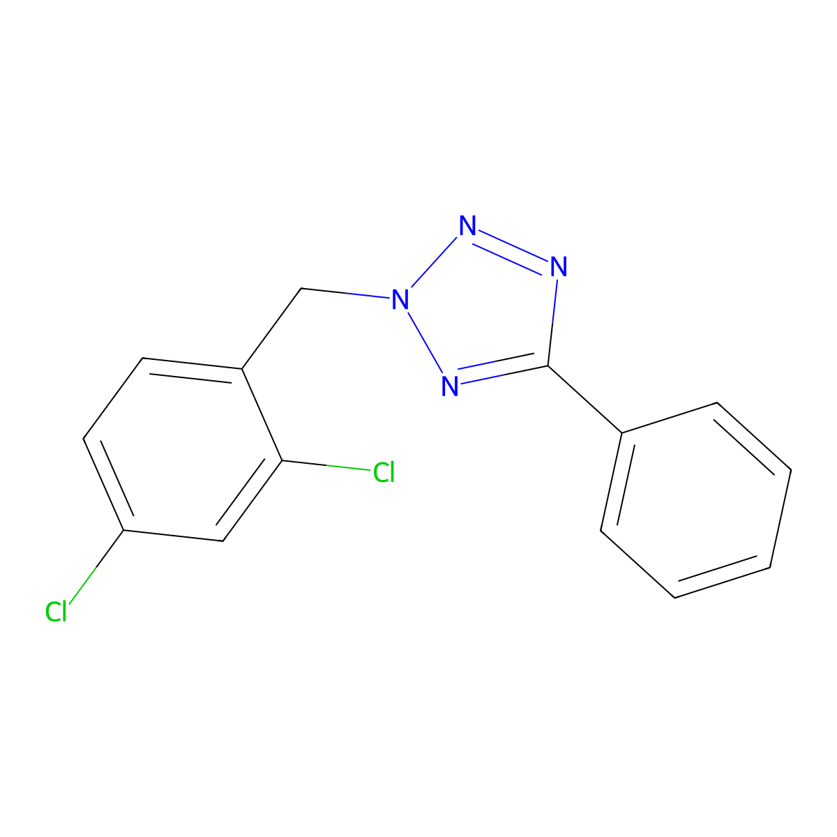 2-(2,4-Dichloro-benzyl)-5-phenyl-2H-tetrazole molecular structure, CAS 438485-80-4