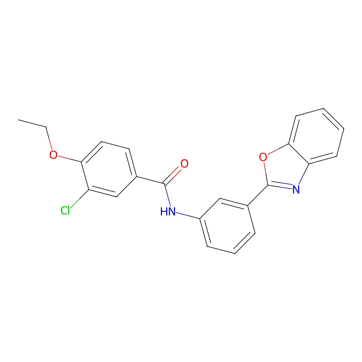 N-[3-(1,3-benzoxazol-2-yl)phenyl]-3-chloro-4-ethoxybenzamide molecular structure, CAS 438486-13-6