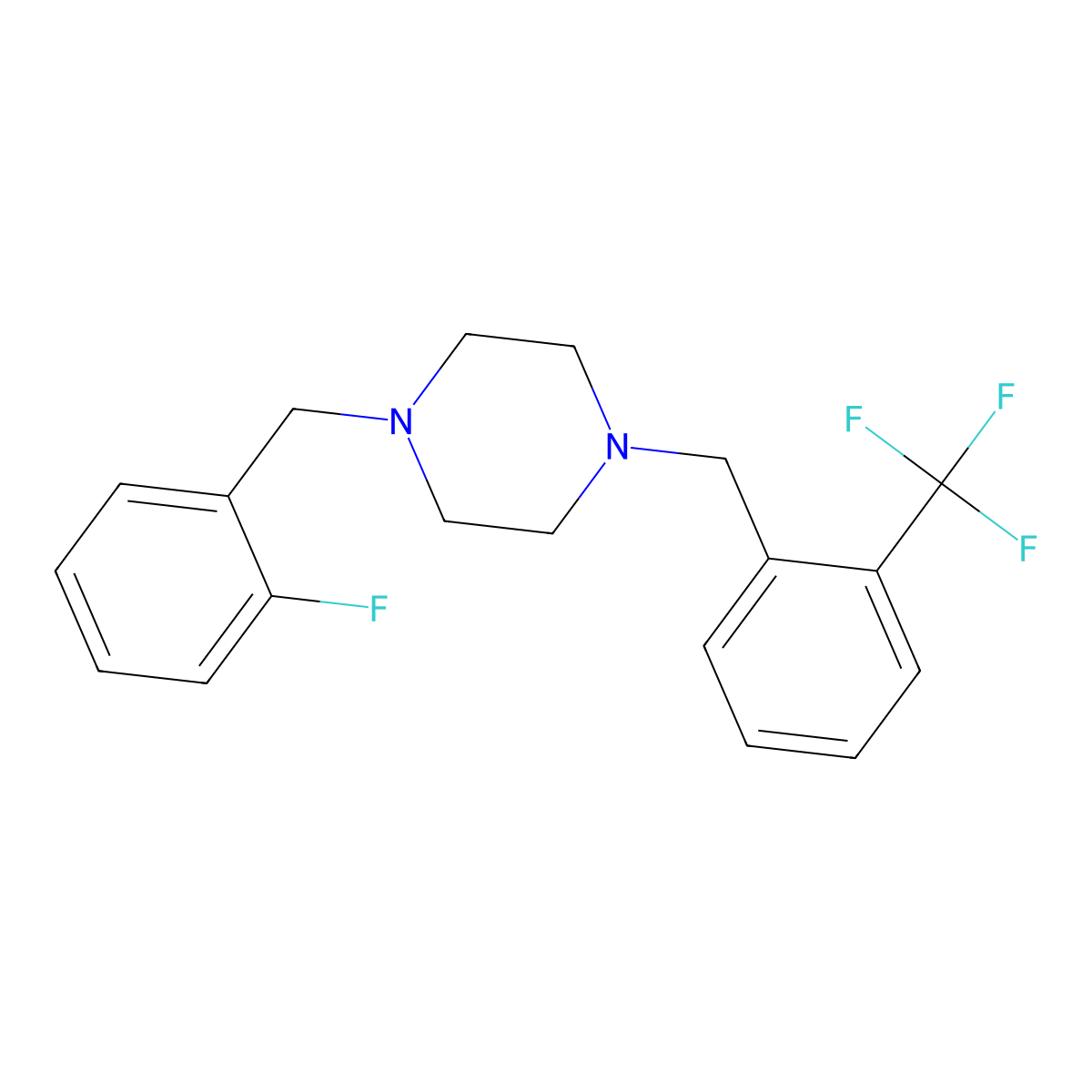 1-(2-Fluorobenzyl)-4-[2-(trifluoromethyl)benzyl]piperazine molecular structure, CAS 438486-22-7