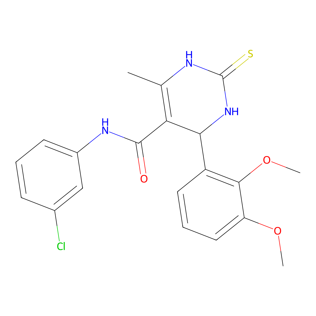 N-(3-chlorophenyl)-4-(2,3-dimethoxyphenyl)-6-methyl-2-sulfanylidene-3,4-dihydro-1H-pyrimidine-5-carboxamide molecular structure, CAS 438486-37-4