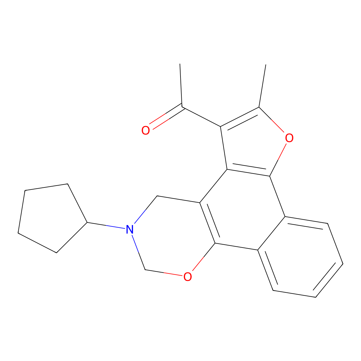 1-{9-Cyclopentyl-4-methyl-3,11-dioxa-9-azatetracyclo[11.4.0.0^{2,6}.0^{7,12}]heptadeca-1,4,6,12,14,16-hexaen-5-yl}ethan-1-one molecular structure, CAS 438486-68-1