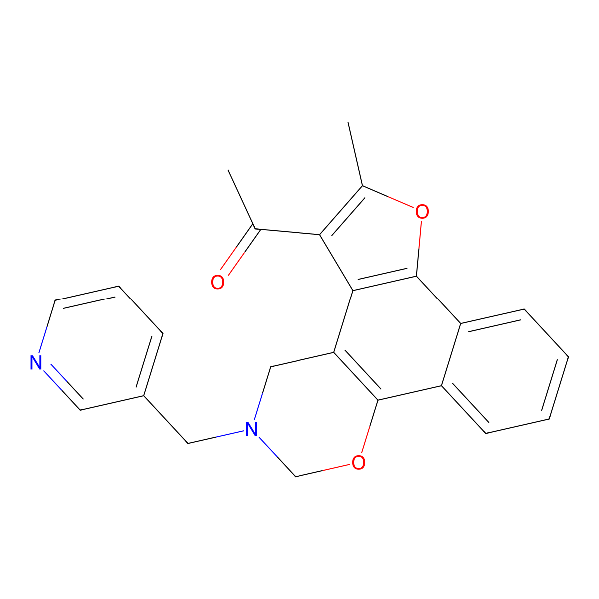 1-{4-Methyl-9-[(pyridin-3-yl)methyl]-3,11-dioxa-9-azatetracyclo[11.4.0.0^{2,6}.0^{7,12}]heptadeca-1,4,6,12,14,16-hexaen-5-yl}ethan-1-one molecular structure, CAS 438486-83-0