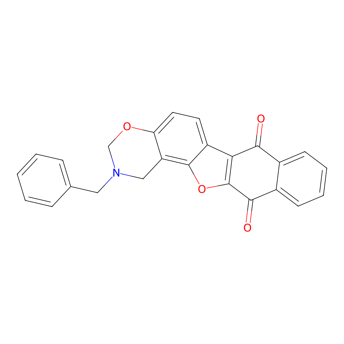 2-benzyl-2,3-dihydro-1H-naphtho[2',3':2,3]benzofuro[7,6-e][1,3]oxazine-7,12-dione molecular structure, CAS 438487-20-8