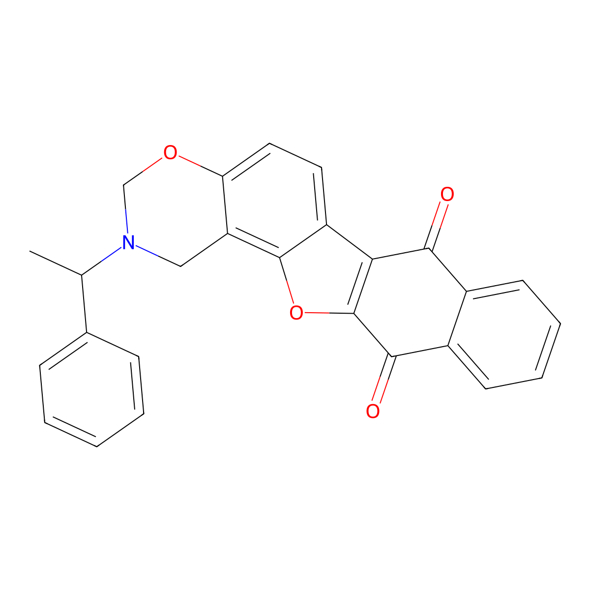 2-(1-phenylethyl)-2,3-dihydro-1H-naphtho[2',3':2,3]benzofuro[7,6-e][1,3]oxazine-7,12-dione molecular structure, CAS 438487-23-1