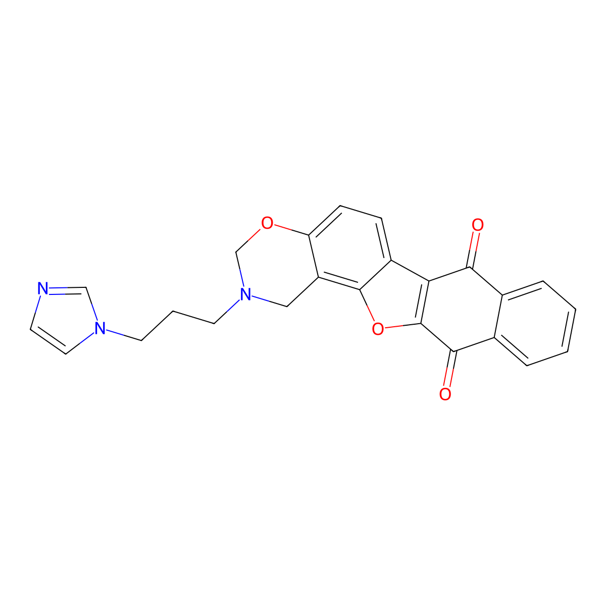 2-(3-(1H-imidazol-1-yl)propyl)-2,3-dihydro-1H-naphtho[2',3':2,3]benzofuro[7,6-e][1,3]oxazine-7,12-dione molecular structure, CAS 438487-37-7