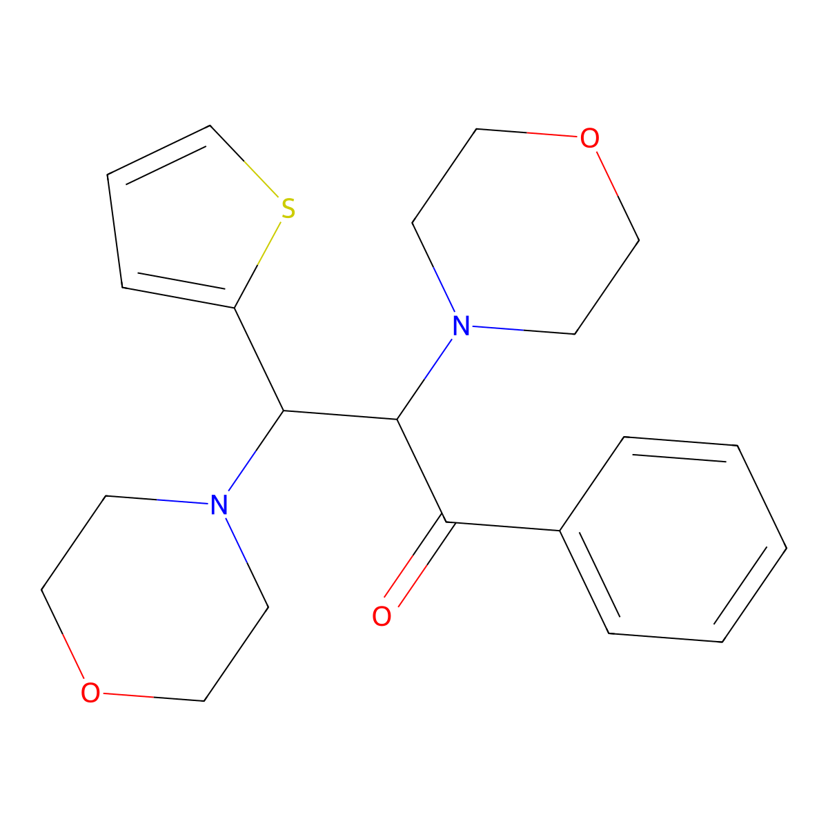 2,3-Dimorpholino-1-phenyl-3-(thiophen-2-yl)propan-1-one molecular structure, CAS 438487-81-1