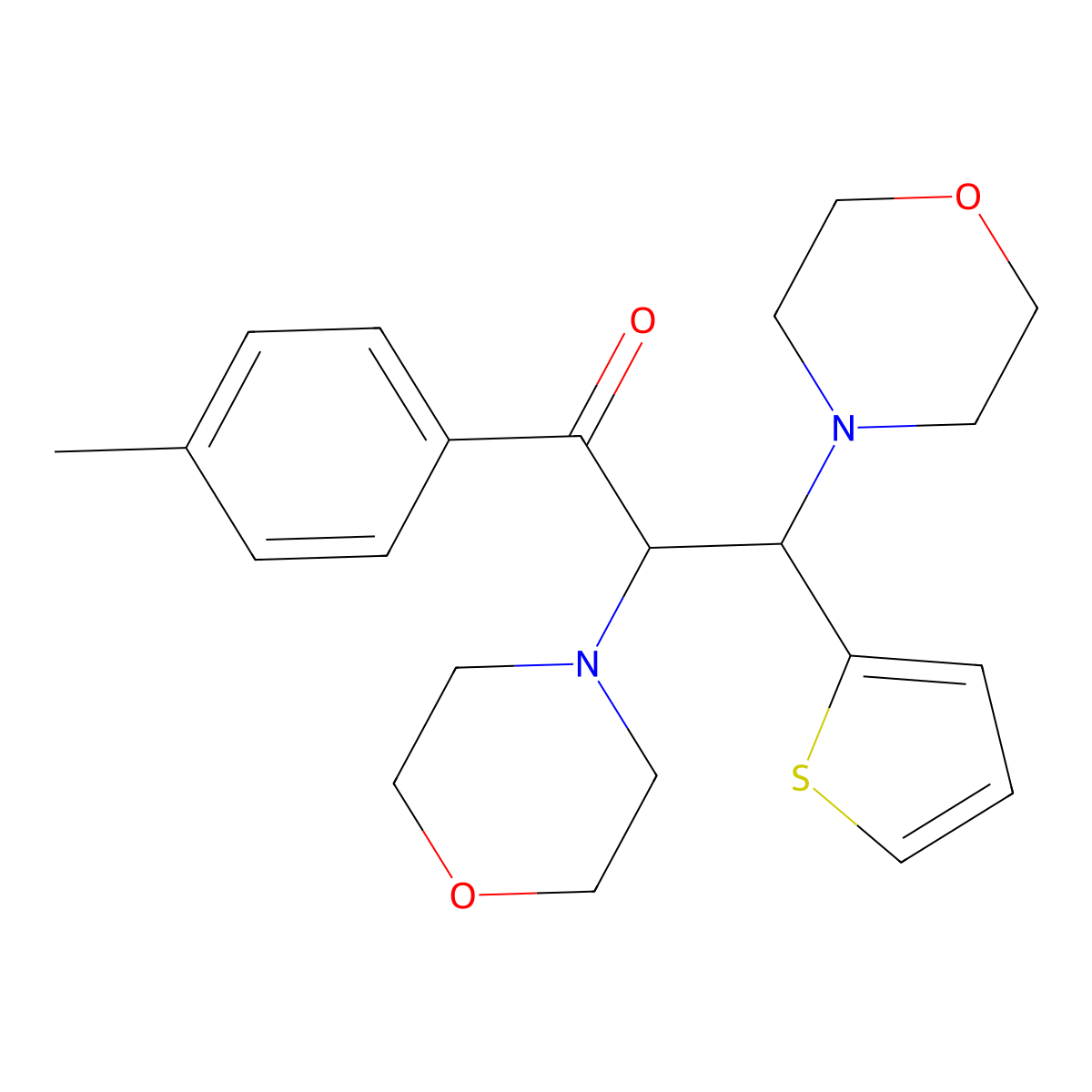 1-(4-Methylphenyl)-2,3-dimorpholin-4-yl-3-(2-thienyl)propan-1-one molecular structure, CAS 438487-89-9