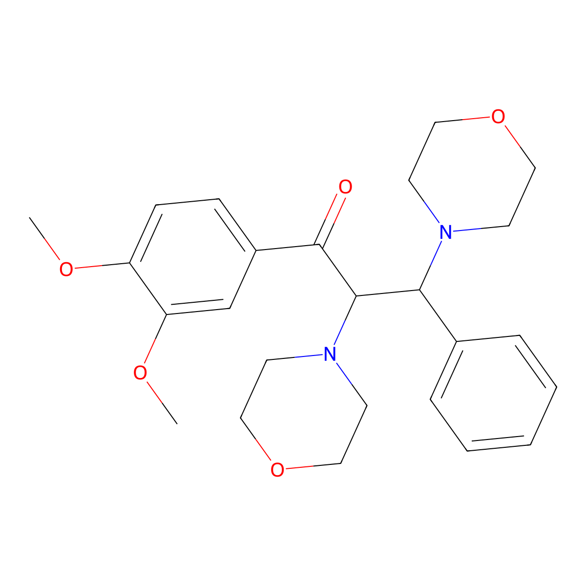 1-(3,4-Dimethoxyphenyl)-2,3-dimorpholino-3-phenylpropan-1-one molecular structure, CAS 438488-01-8