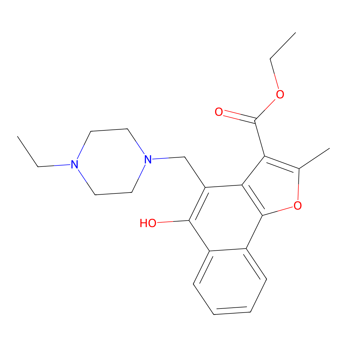 Ethyl 4-[(4-ethylpiperazin-1-yl)methyl]-5-hydroxy-2-methylnaphtho[1,2-b]furan-3-carboxylate molecular structure, CAS 438488-36-9