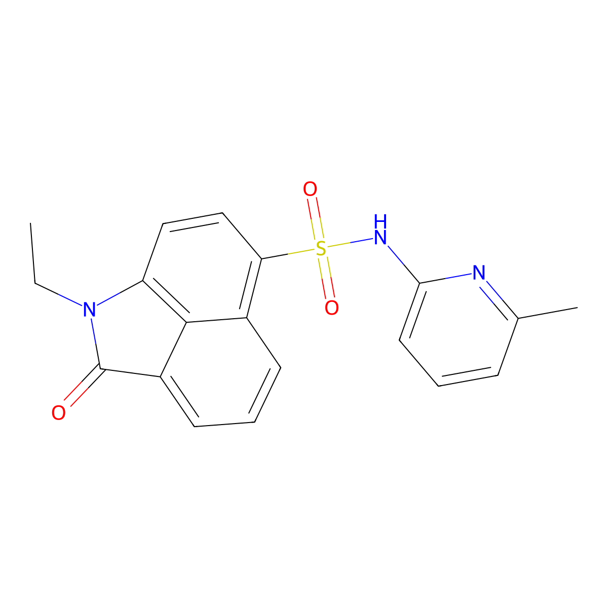 1-ethyl-N-(6-methylpyridin-2-yl)-2-oxo-1,2-dihydrobenzo[cd]indole-6-sulfonamide molecular structure, CAS 438488-48-3