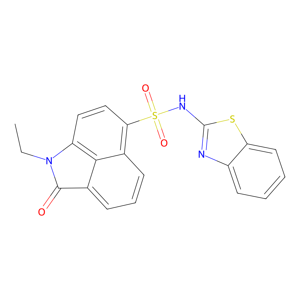 N-(1,3-benzothiazol-2-yl)-1-ethyl-2-oxo-1,2-dihydrobenzo[cd]indole-6-sulfonamide molecular structure, CAS 438488-56-3