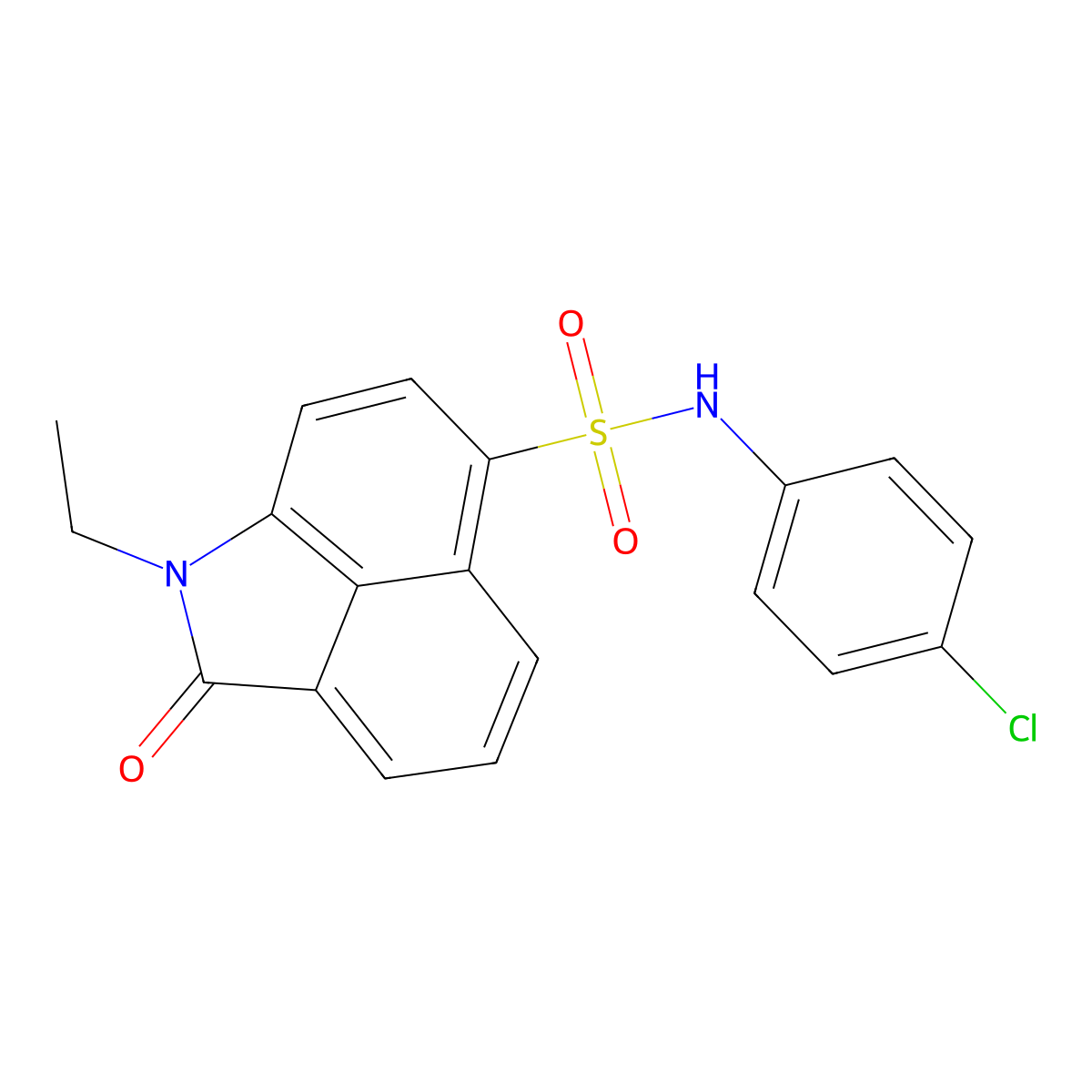 N-(4-chlorophenyl)-1-ethyl-2-oxo-1,2-dihydrobenzo[cd]indole-6-sulfonamide molecular structure, CAS 438488-60-9