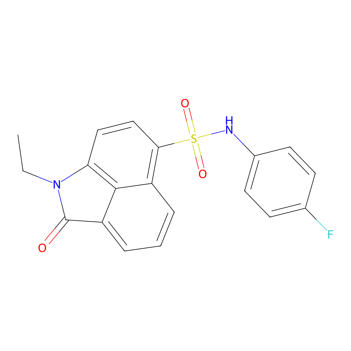 1-ethyl-N-(4-fluorophenyl)-2-oxo-1,2-dihydrobenzo[cd]indole-6-sulfonamide molecular structure, CAS 438488-70-1