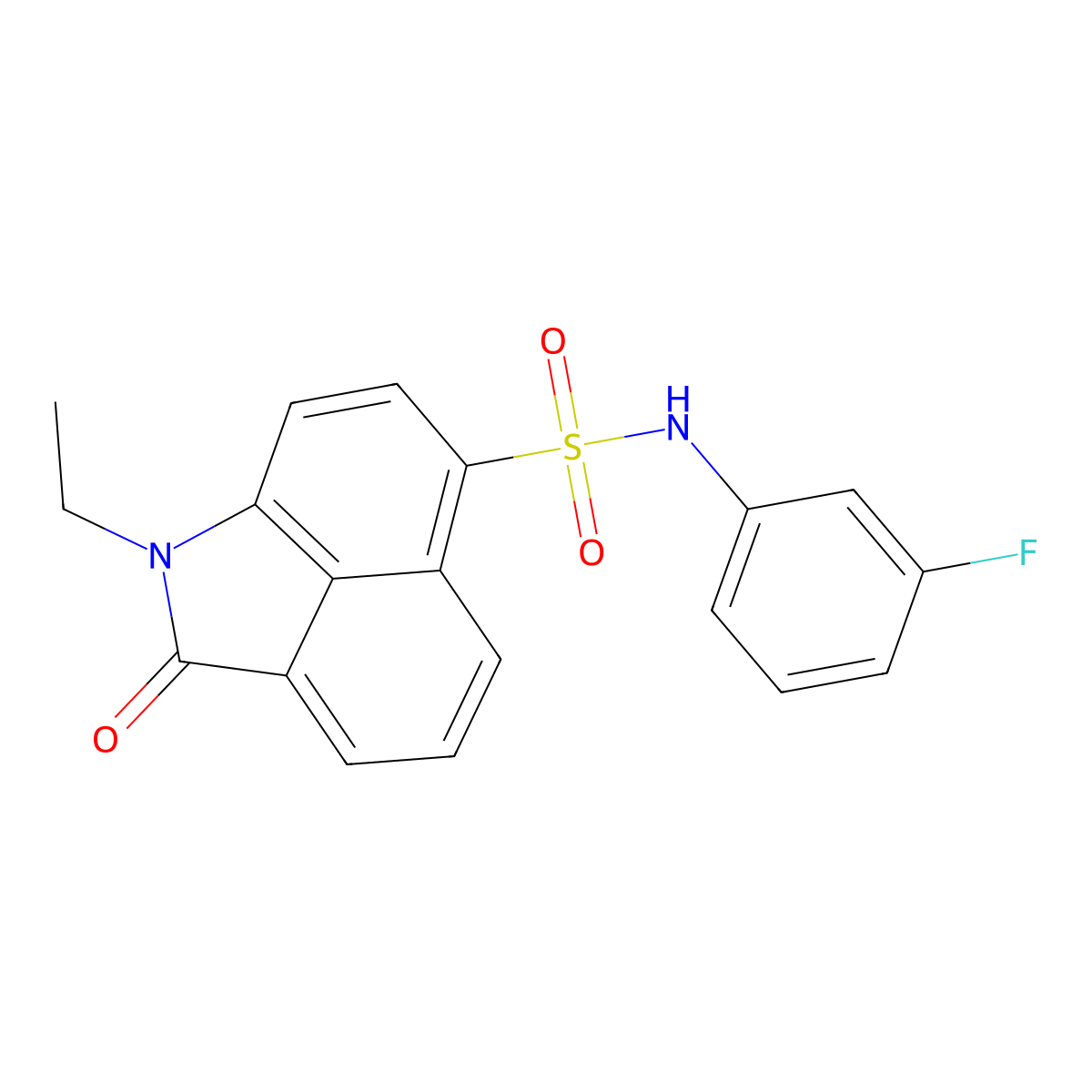 1-ethyl-N-(3-fluorophenyl)-2-oxo-1,2-dihydrobenzo[cd]indole-6-sulfonamide molecular structure, CAS 438488-72-3