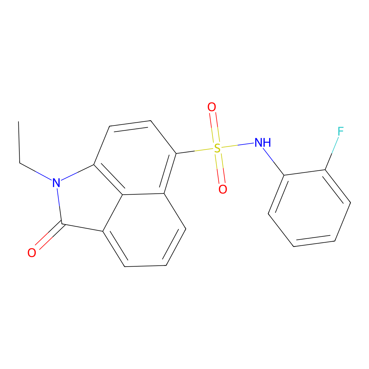 1-ethyl-N-(2-fluorophenyl)-2-oxo-1,2-dihydrobenzo[cd]indole-6-sulfonamide molecular structure, CAS 438488-74-5