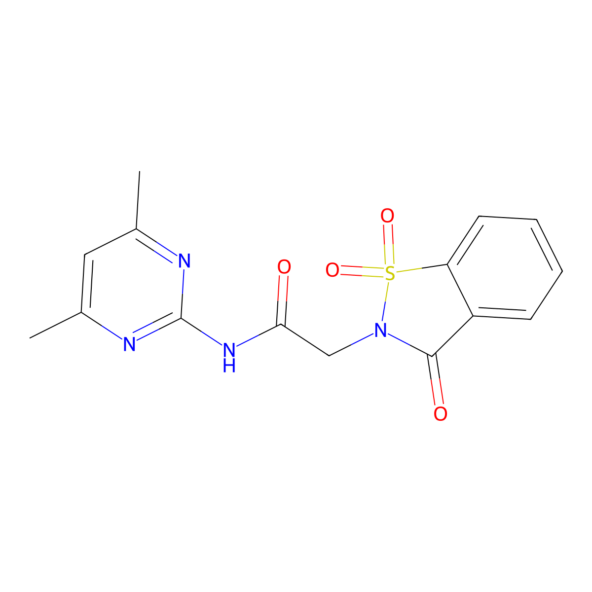 N-(4,6-dimethylpyrimidin-2-yl)-2-(1,1-dioxido-3-oxobenzo[d]isothiazol-2(3H)-yl)acetamide molecular structure, CAS 438488-94-9