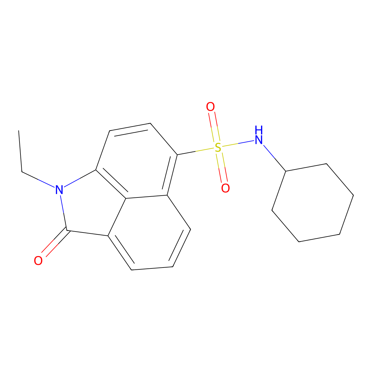 N-cyclohexyl-1-ethyl-2-oxo-1,2-dihydrobenzo[cd]indole-6-sulfonamide molecular structure, CAS 438488-95-0
