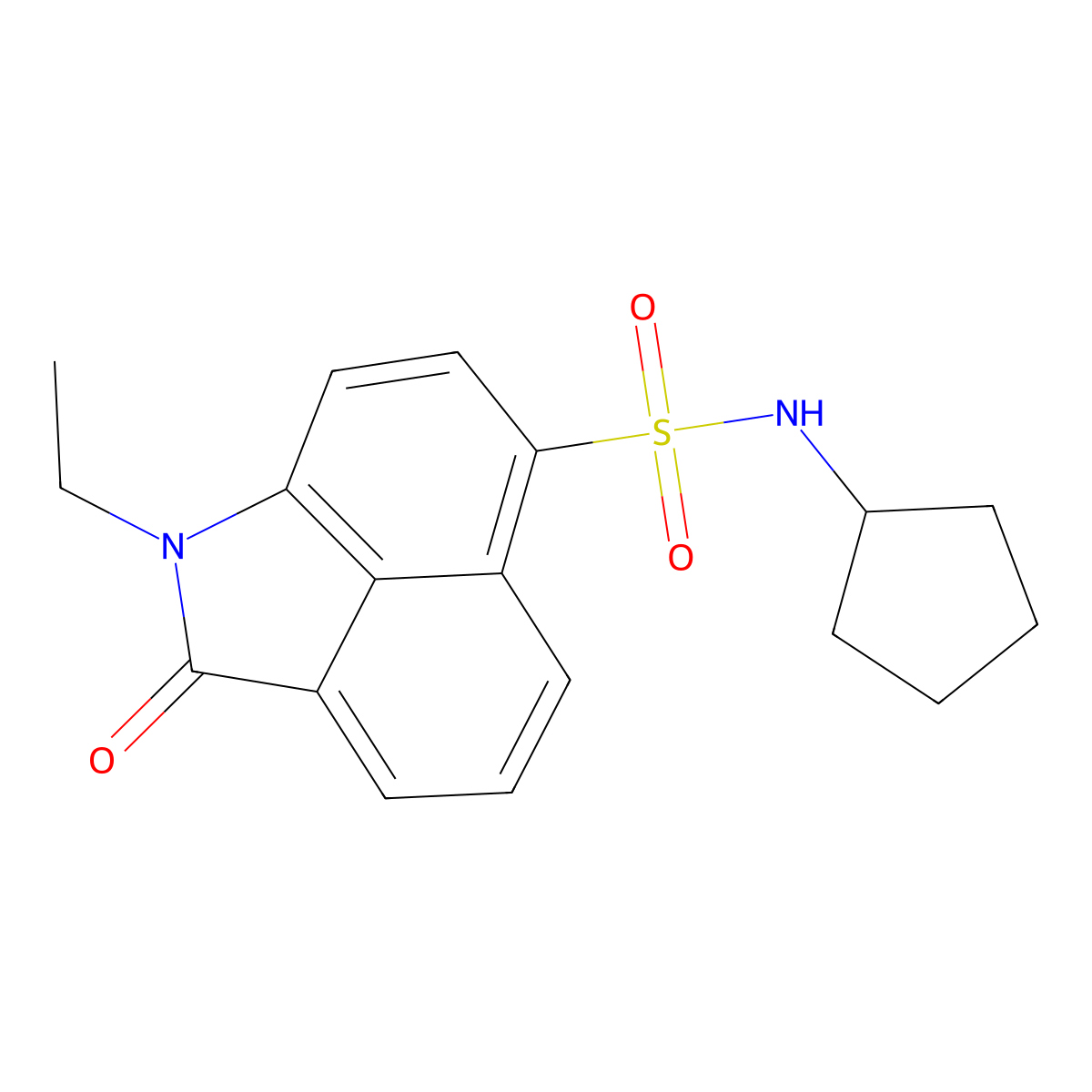 N-cyclopentyl-1-ethyl-2-oxo-1,2-dihydrobenzo[cd]indole-6-sulfonamide molecular structure, CAS 438488-97-2