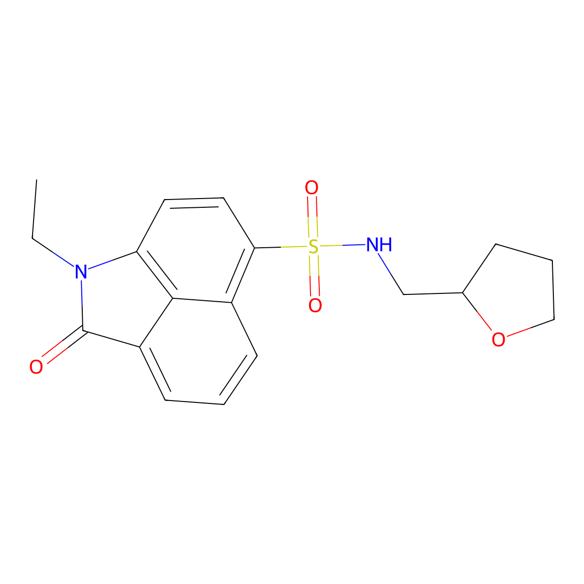 1-ethyl-2-oxo-N-((tetrahydrofuran-2-yl)methyl)-1,2-dihydrobenzo[cd]indole-6-sulfonamide molecular structure, CAS 438488-99-4