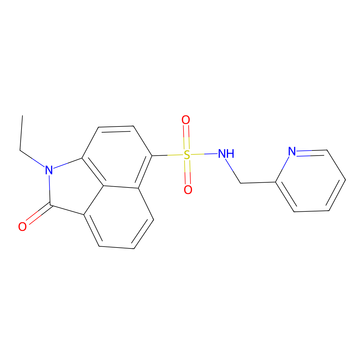1-ethyl-2-oxo-N-(2-pyridinylmethyl)-6-benzo[cd]indolesulfonamide molecular structure, CAS 438489-03-3