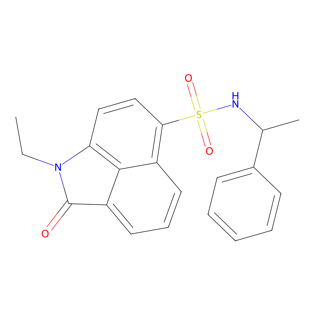 1-ethyl-2-oxo-N-(1-phenylethyl)-1,2-dihydrobenzo[cd]indole-6-sulfonamide molecular structure, CAS 438489-07-7