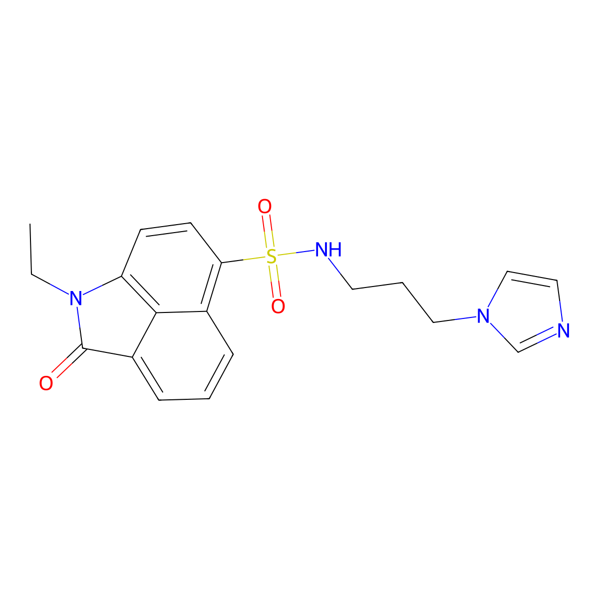 N-(3-(1H-imidazol-1-yl)propyl)-1-ethyl-2-oxo-1,2-dihydrobenzo[cd]indole-6-sulfonamide molecular structure, CAS 438489-11-3