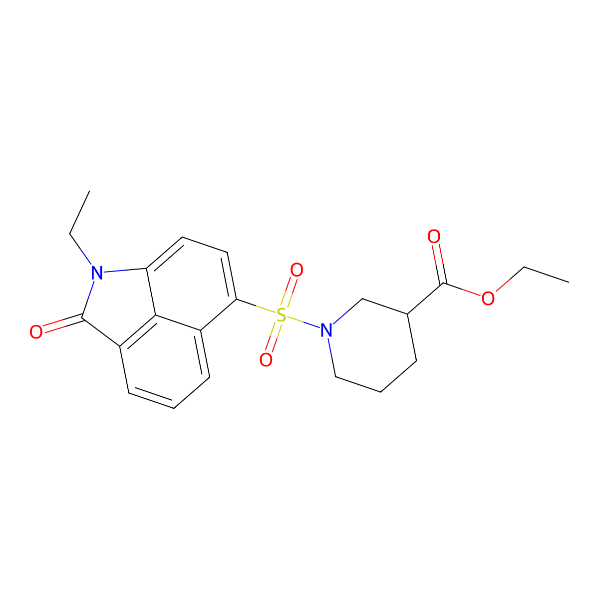 Ethyl 1-((1-ethyl-2-oxo-1,2-dihydrobenzo[cd]indol-6-yl)sulfonyl)piperidine-3-carboxylate molecular structure, CAS 438489-17-9